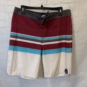 Rip Curl Board Shorts 32 Waist /20” Long in Burgundy, Teal,BrownCream